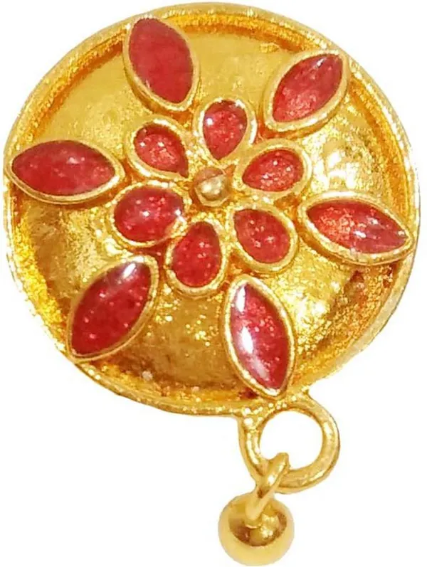 (Pack_Of_2)_Assamese_Traditional_Copper_Gold_Plated_Red_Colour_Finger-Ring_For_Girls_&_Women